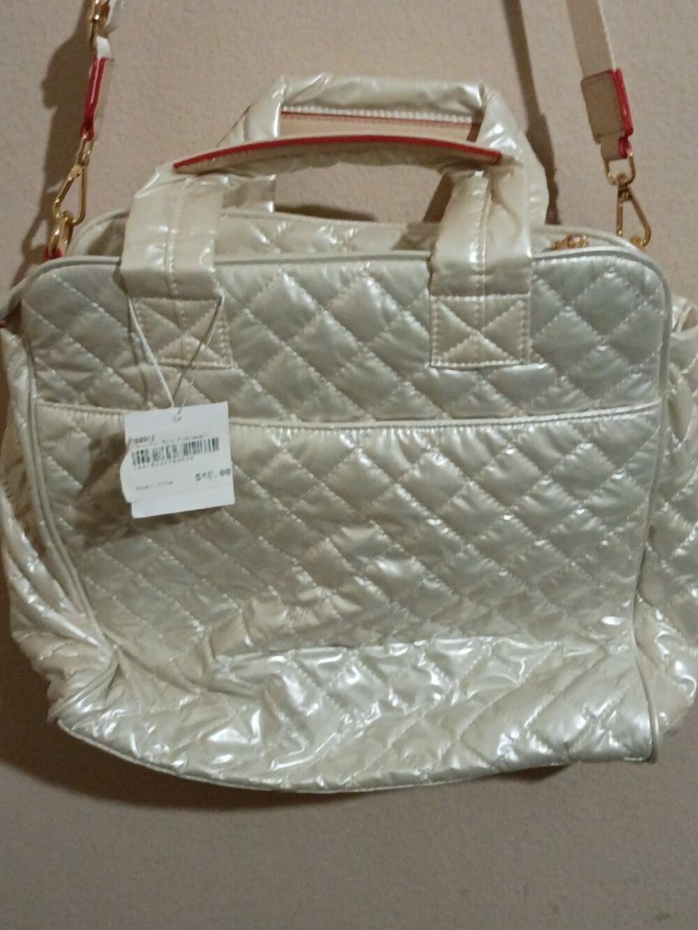 Lemonbella Jennifer Quilted Pickleball Tote Handbag Diamond Pearl New with Tags - Picture 2 of 16